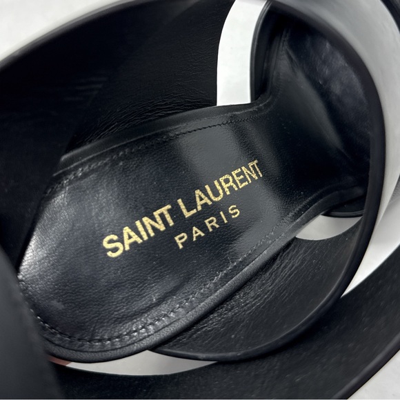 Saint Laurent Oak 100 Buckle Strappy Square Toe Sandal Block Heels Glam Black 36 - Picture 10 of 15